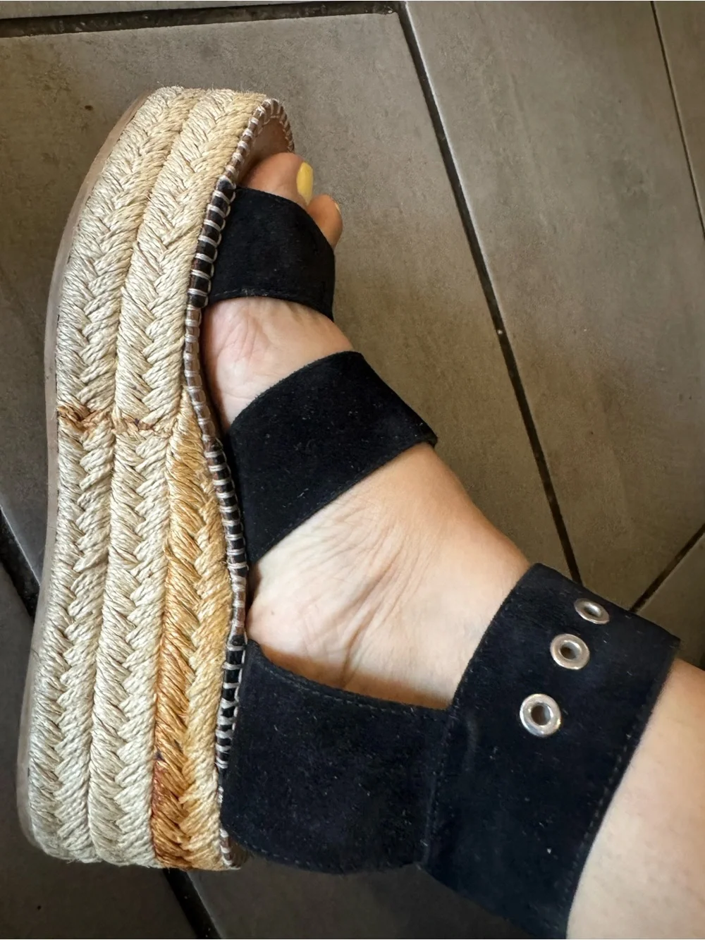 rag & bone Black Suede Platform Espadrille Sandals - Women